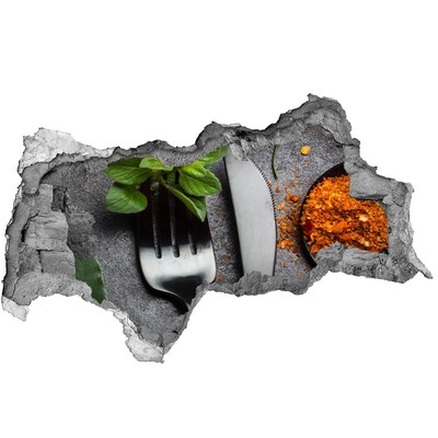 Sticker trou dans le mur Le monde culinaire derrière le mur