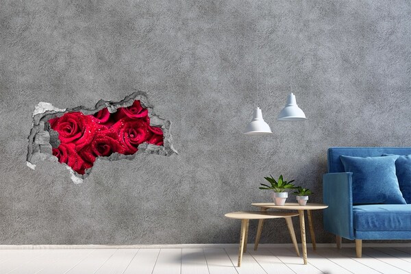 Autocollant à effet 3d trou Un paradis floral avec des roses