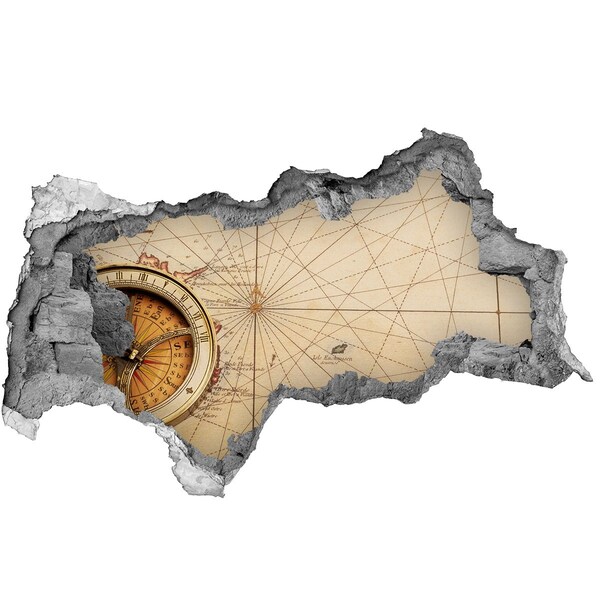 Autocollant mural trou ancienne carte marine