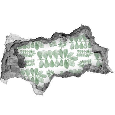 Sticker mural effet trou 3d Des feuilles vertes dans un trou dans le mur