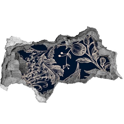 Sticker mural effet trou 3d Un oiseau sur fond de végétation