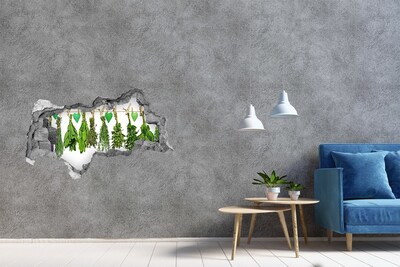 Sticker mural effet trou 3d Jardin d'herbes aromatiques caché dans un mur