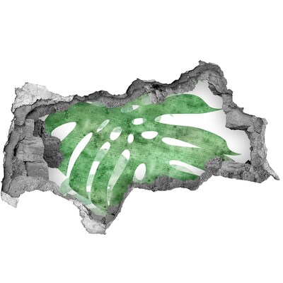 Sticker trou dans le mur Feuille verte dans un mur endommagé