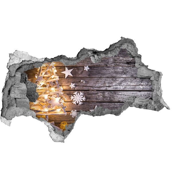 Sticker trou dans le mur Paysage d'hiver avec décorations de Noël