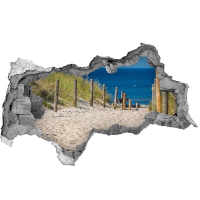 Sticker mural effet trou 3d Plage tropicale avec vue sur la mer