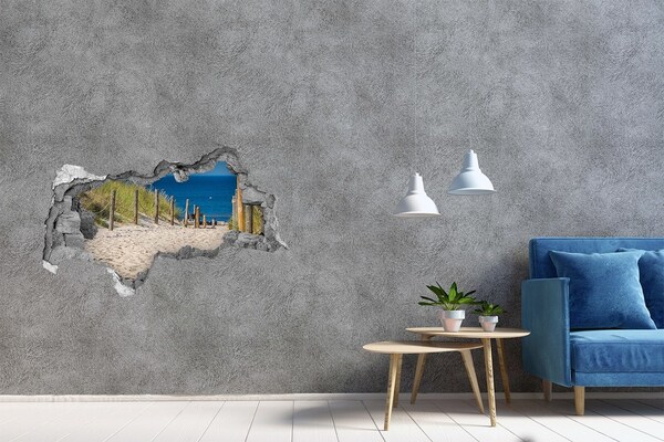 Sticker mural effet trou 3d Plage tropicale avec vue sur la mer