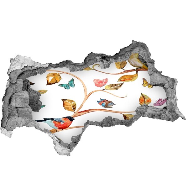 Sticker mural effet trou 3d Jardin caché dans le mur