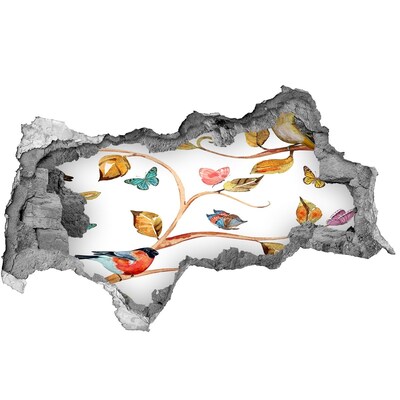 Sticker mural effet trou 3d Jardin caché dans le mur