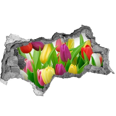 Autocollant à effet 3d trou Un paradis floral avec des tulipes