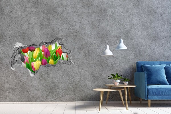 Autocollant à effet 3d trou Un paradis floral avec des tulipes
