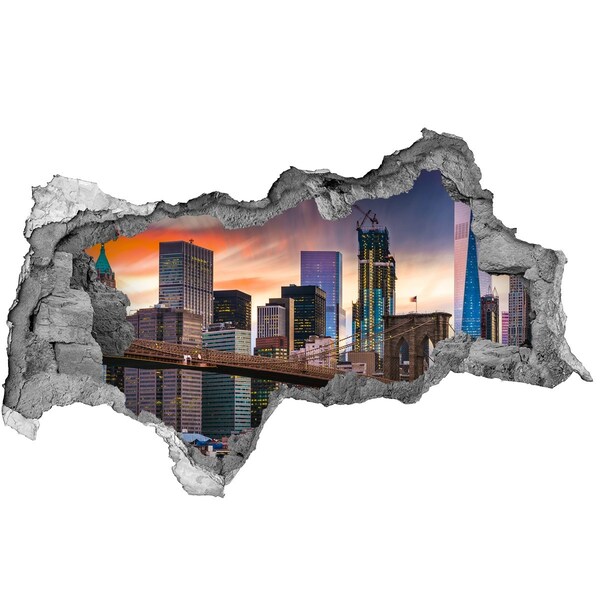 Autocollant à effet 3d trou Le pont de Brooklyn à New York