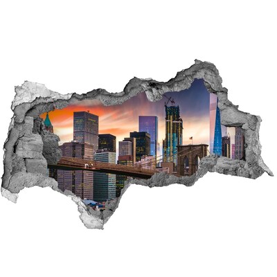 Autocollant à effet 3d trou Le pont de Brooklyn à New York