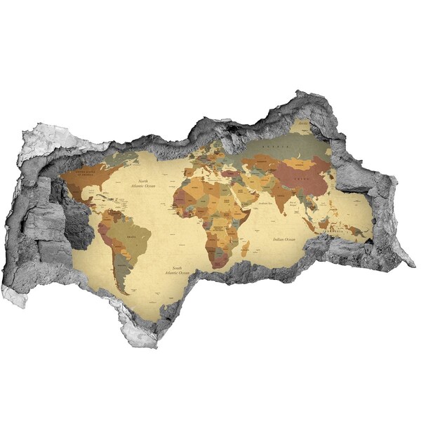 Autocollant à effet 3d trou Carte de l'Afrique au style rétro