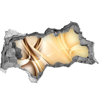 Sticker mural effet trou 3d Abstraction dorée dans un trou dans le mur