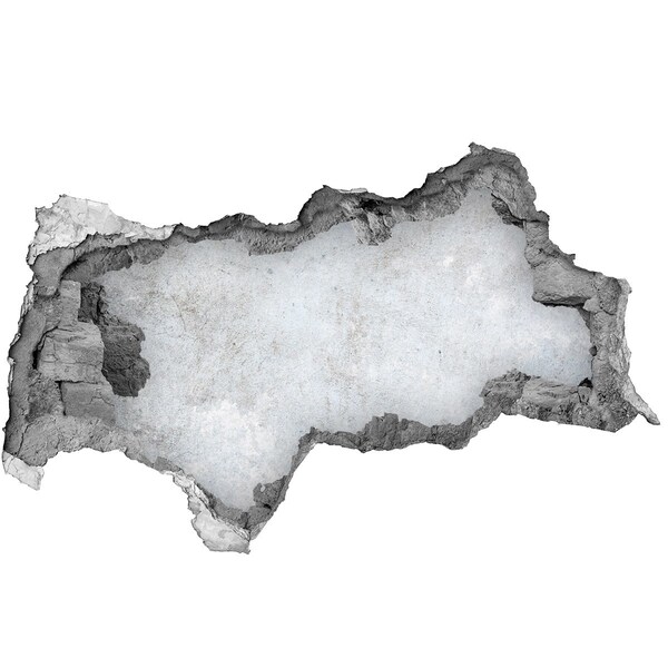 Sticker mural effet trou 3d Un mur abîmé sur fond bleu