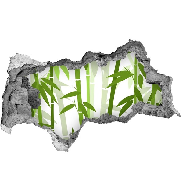 Sticker mural effet trou 3d Du bambou dans un trou dans le mur