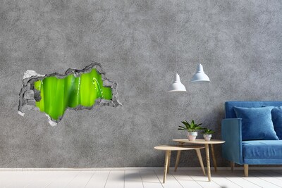 Sticker mural effet trou 3d Prairie verte parsemée de gouttes d'eau