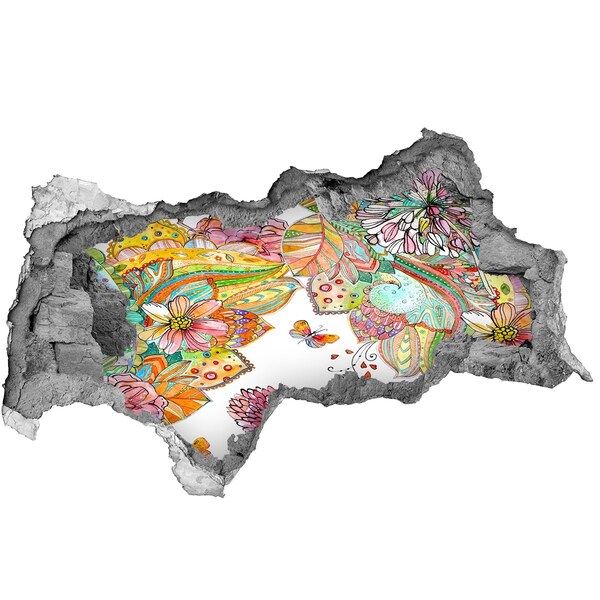 Autocollant à effet 3d trou Un paradis floral derrière les murs