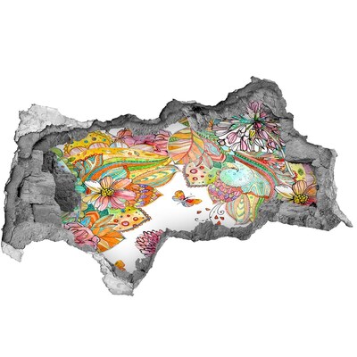 Autocollant à effet 3d trou Un paradis floral derrière les murs