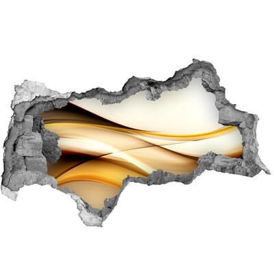 Autocollant à effet 3d trou Vagues dorées dans un trou dans le mur