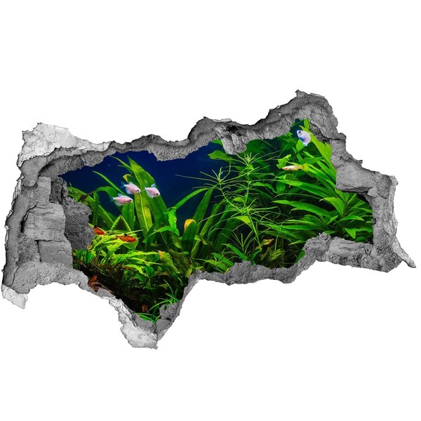 Sticker mural effet trou 3d Le monde sous-marin de l'aquarium