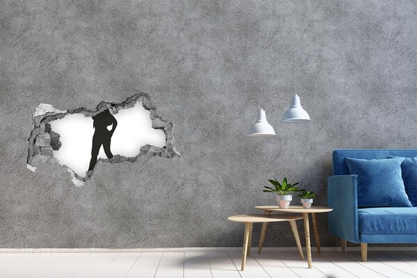 Autocollant mural trou Un trou dans le mur avec la silhouette d'une femme