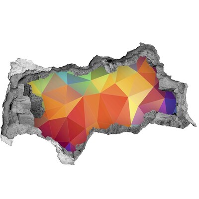 Sticker mural effet trou 3d Des formes géométriques colorées dans un trou dans le mur