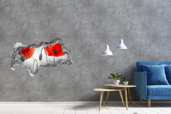 Sticker trou dans le mur Des fleurs dans un trou dans le mur