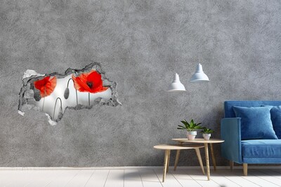 Sticker trou dans le mur Des fleurs dans un trou dans le mur