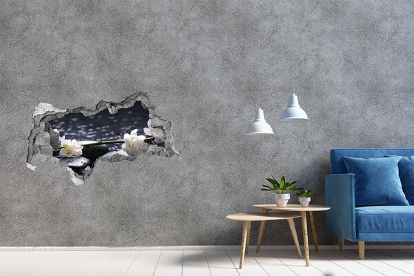 Autocollant mural trou Fleurs sur pierres