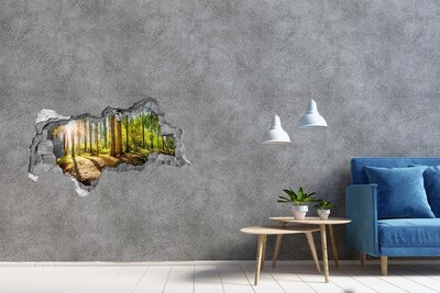 Sticker mural effet trou 3d Une oasis forestière de paix