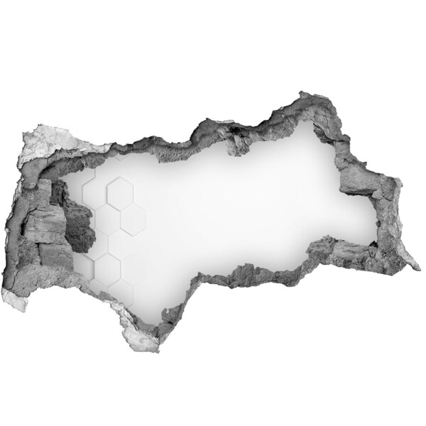 Sticker mural effet trou 3d Mur brisé avec intérieur en miroir