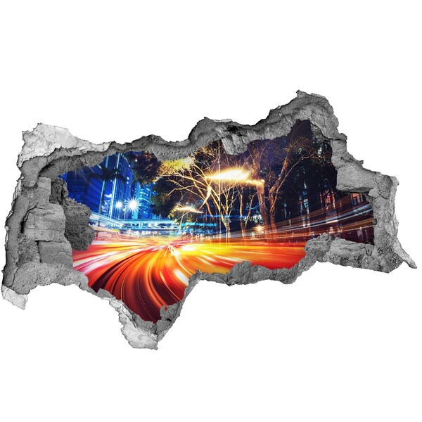 Autocollant à effet 3d trou Une ville en mouvement la nuit
