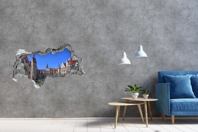 Sticker mural effet trou 3d Un château au milieu de la verdure