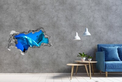 Sticker mural effet trou 3d Des dauphins dans l'océan