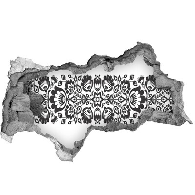 Sticker mural effet trou 3d Motif floral sur le mur