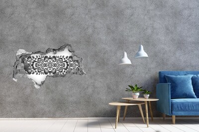 Sticker mural effet trou 3d Motif floral sur le mur