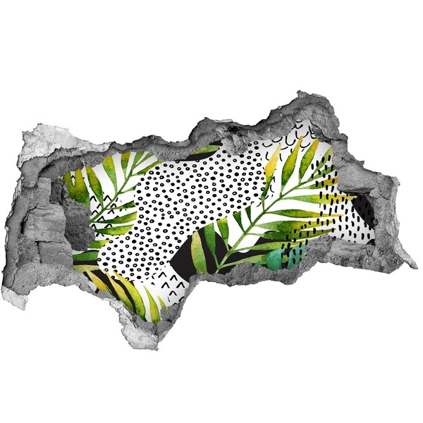 Sticker mural effet trou 3d jardin tropical caché