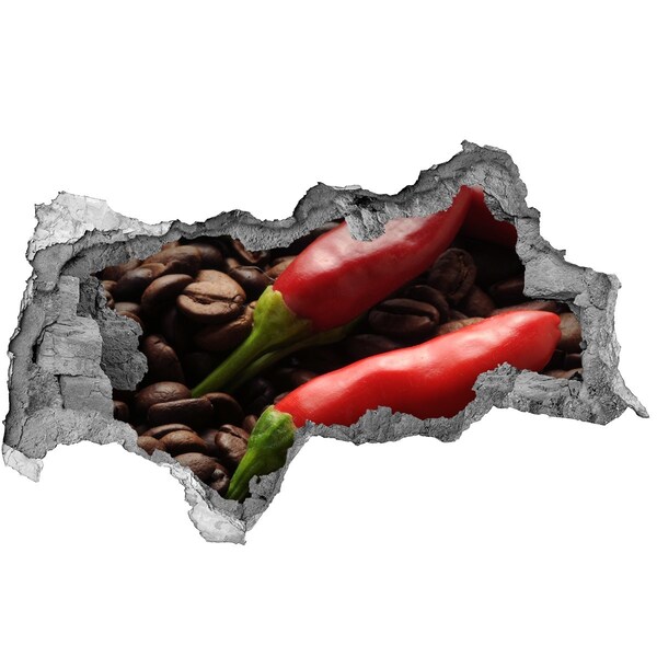 Sticker mural effet trou 3d Le goût épicé du café et du piment