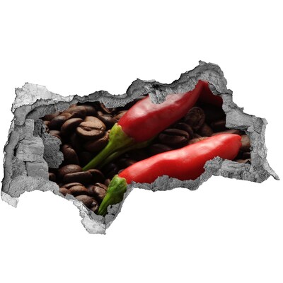 Sticker mural effet trou 3d Le goût épicé du café et du piment