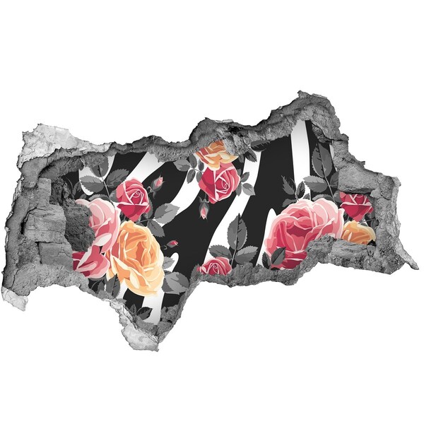 Autocollant mural trou Photo florale prise depuis du béton