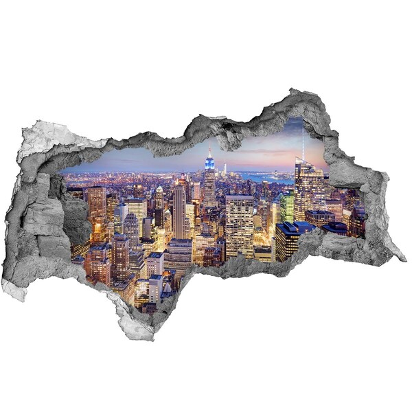 Autocollant à effet 3d trou La silhouette de New York la nuit