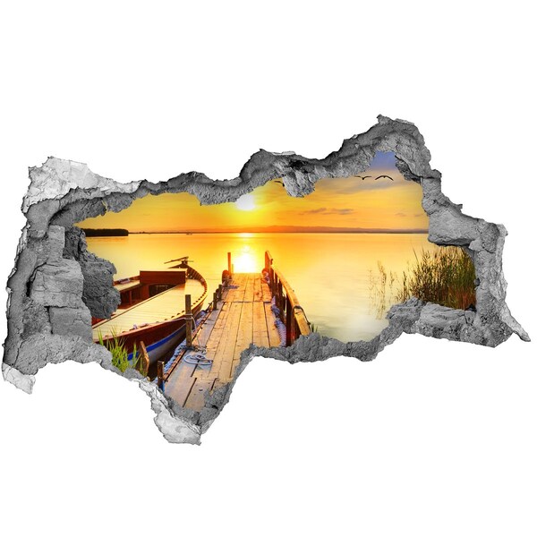 Autocollant à effet 3d trou Bateau et embarcadère béton