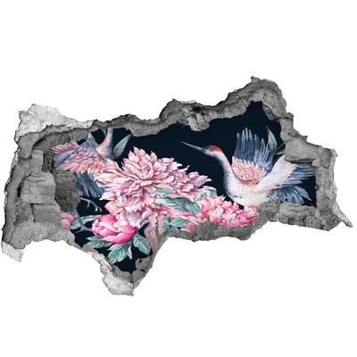 Autocollant à effet 3d trou Scène florale avec oiseau