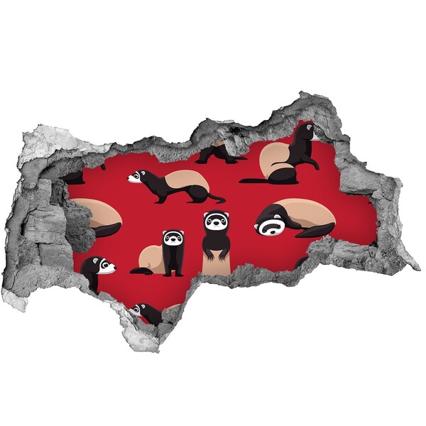 Autocollant mural trou Furets bizarres dans un trou de mur