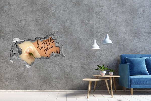 Sticker mural effet trou 3d Une fleur au cœur du mur
