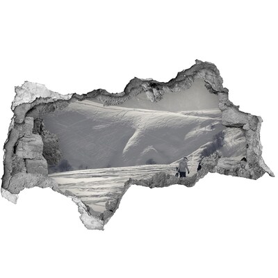 Sticker mural effet trou 3d paysage de montagne hivernal