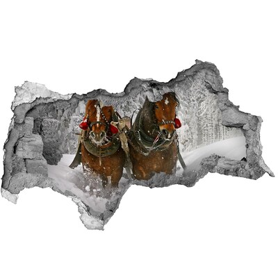 Autocollant à effet 3d trou Voyage hivernal avec des chevaux