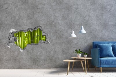 Autocollant mural trou bosquet de bambous verts