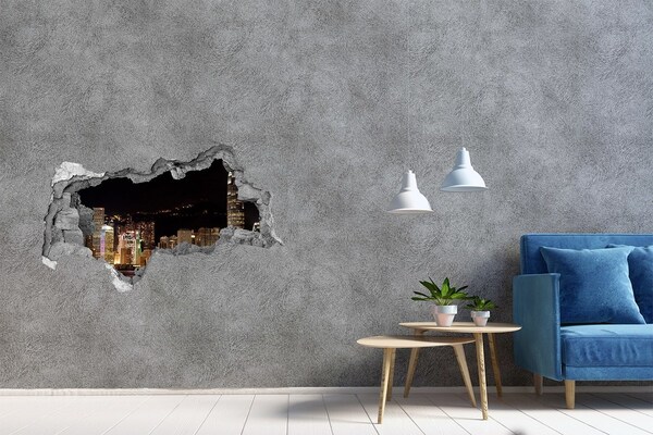 Sticker trou dans le mur Panorama nocturne de la ville